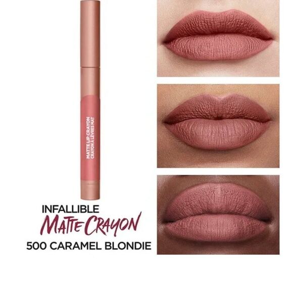 L'Oreal Infallible Matte Lip Crayon Set 2 - 500 Caramel Blondie & 510 Tres Sweet - Picture 1 of 10